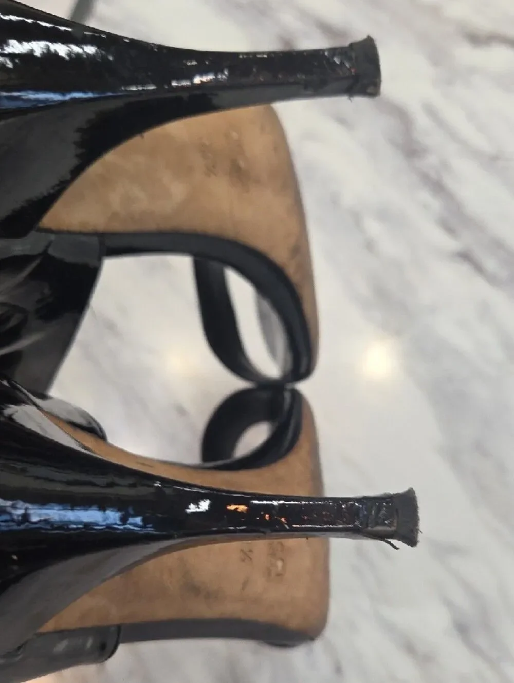 Gucci Black Patent Leather Stiletto Heels with Gold Zip Accent